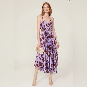 NWT Jonathan Simkhai Portia lavender floral print midi dress, size 10